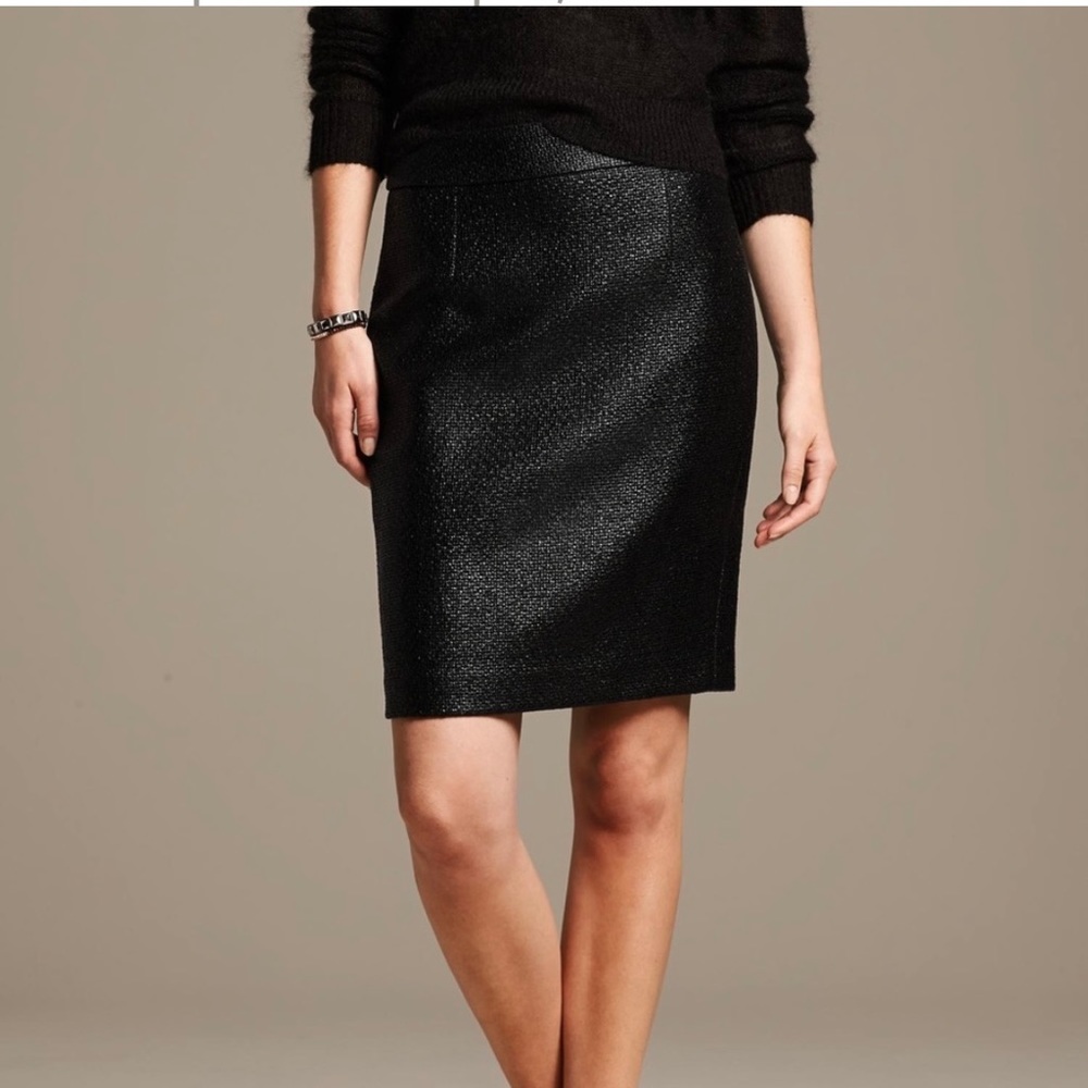 Banana Republic Coated Tweed Pencil Skirt